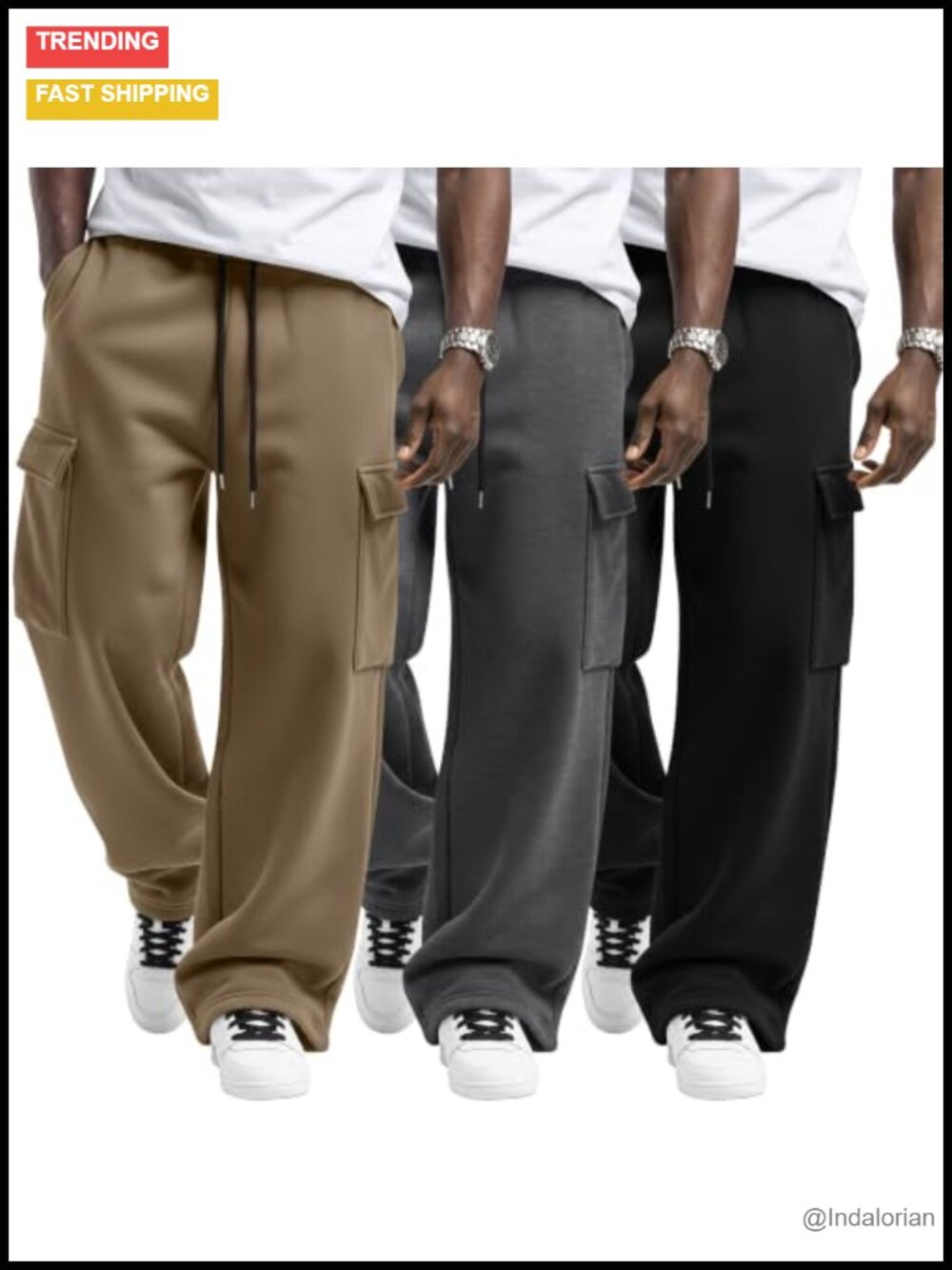 Men's Cargo Joggers 3 Pack Drawstring Cotton Blend Sweatpants